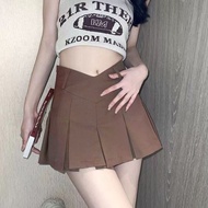 Mini Pleated Skirt For Women High Waist Retro A-line Skirt With Safety Shorts Party Palda