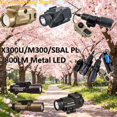 800LM Mini Helmet Flashlight Metal Nylon For X300U M300 SBAL PL Style Outdoor Camping Hiking