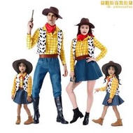 玩具總動員4 胡迪woody牧羊女親子兒童服裝男款牛仔情侶裝
