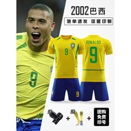 2002Brazil National Team Jersey Retro World Cup Champion Ronaldo9No. 1 Football Jersey for Men, Adul