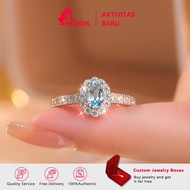 Free Gift Box for Women 925 Silver Topaz Ring biru - Elegant Combination in Winter, Cool, and Luxuri