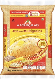 "Aashirvaad Multigrain Atta - High Fiber Flour from India | Available in 2kg & 5kg for Healthier Nut