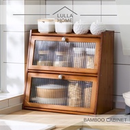 LullaHome Minimalist Muji Nordic Bamboo Cabinet Kitchen Pantry Countertop Retro Storage Cabinet