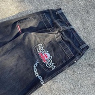 y2k jeans baggy jeans men y2k JNCO Jeans Retro Hip-Hop Loose Jeans Men's Gothic High Waist Wide Leg 