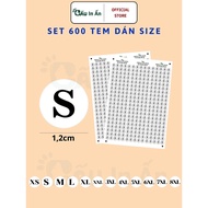 Set of 600 clothing size stickers XS, S, M, L to 8XL Bear In An - 1,2cm (12mm)
