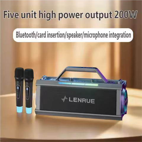 High Power Wireless Bluetooth Speaker Dual Microphone Set T90, Handheld Outdoor Portable Subwoofer M