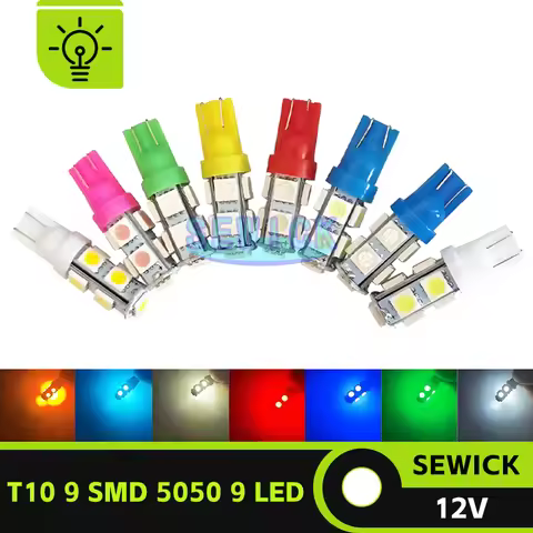 100pcs T10 9SMD 5050 9LED Car 194 168 192 W5W 12V 24V Light Automobile Bulbs LED Lamp Wedge Interior