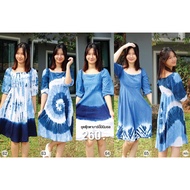 Minimalist Dress Indigo Tie-Dye Work HandMade