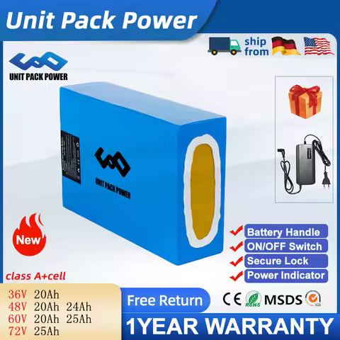 72V 20AH Electric Battery 52V 60V 48V 36V 24Ah 18650 Rechargeable Lithium ion Battery Pack for 1500W