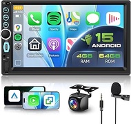 Hodozzy 8 Core 4G + 64G Android Car Radio 2 Din with Sat Nav WLAN, Wireless Carplay Android Car, 7 I