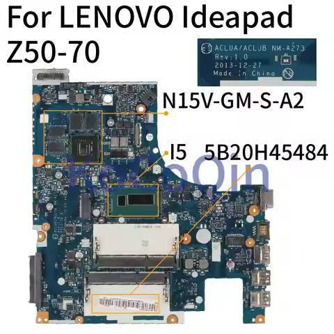 KoCoQin For LENOVO Ideapad Z50-70 Laptop Motherboard Core I5 5B20H45484 ACLUA ACLUB NM-A273 N15V-GM-