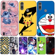 For Motorola Moto E6S E6i Case Phone Cover Protective Soft Silicone Black Tpu Case Lovely Pikachu St