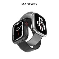 MAGEASY Apple Watch 9/8/7 Odyssey Glossy 鋁合金手錶保護殼 45mm (通用最新9代)閃耀銀