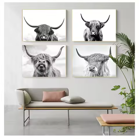 Wild Animals Canvas Painting Posters and Prints Cuadros Wall Art Picture for Living Room Decor Black