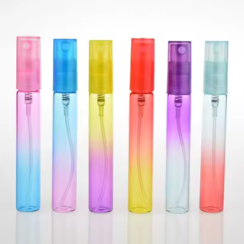 6PCS 8ML Colorful Glass Perfume Bottle Thin Glass Water Spray Bottle Vials Empty Cosmetic Containers