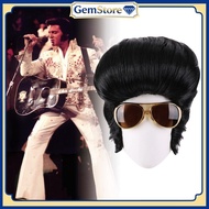 Elvis Presley Black Cosplay Wig And Glasses Package For Halloween Costume And Party Elvis Presley