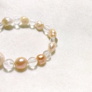 【LeRoseArts】Belle Perle系列 - 天然異型淡水珍珠白水晶礦石手鍊