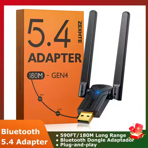 USB Bluetooth Dongle Adaptador 180M Bluetooth 5.4 Adapter Free Driver for Windows 11/10/8.1 Mouse Ke