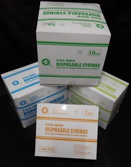 COS-MED DISPOSABLE SYRINGE NON-TOXIC, STERILE 100pcs/Box 1cc/3cc/5cc/10cc