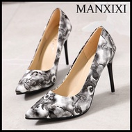 MANXIXI Fashion Women High Heels 3.93 Inches Beautiful Flowers Pattern Sandals (Size 35-44)