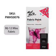 [Giao Hỏa Tốc] Bộ 12 Màu Vẽ Vải Fabric Paint Mont Marte x 20ml - PMHS0076