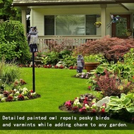 G1Fake Owl Decoy to Scare Away Birds Rotating Heads Sculpture Natural Enemy Plastic Statue Pigeon De