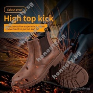 Ready stock waterproof safety boots protective shoes high-top men's safety shoes safety shoes work shoes steel toe men's casual boots anti-puncture safety shoes Kevlar anti-puncture