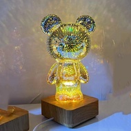 3D Firework Bear Light Luminous Bear Atmosphere Table Lamp Artwork Mickymouse Night Light Lamps Deco