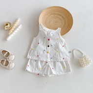 Summer Baby Sets Cute Embroidered Vest + Shorts 3-36 Months Baby Clothes