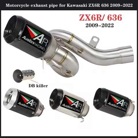 51mm Motorcycle exhaust pipe for Kawasaki ZX6R ZX636 2010-2022 intermediate connection tube carbon f