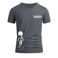 เสื้อยืด ผู้ชาย นักบินอวกาศ ลวดลาย เข้ารูป