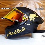 Helm Full Face KYT TT-Course Plain Matt Black Hitam Doff Paket Ganteng Redbull  Original