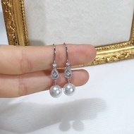 Empty tray with pure silver pearls7-10mm Accessories DIY Ear Studs  Round Bead Holder Fashion Silver