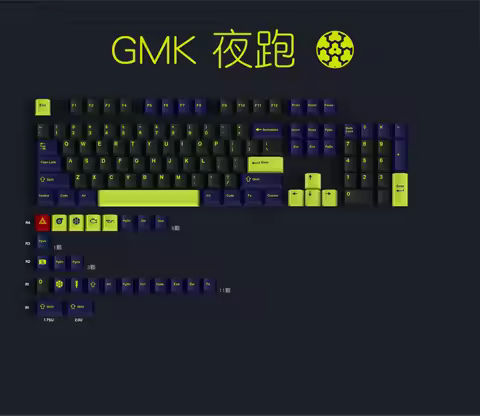 GMK Night Run Keycaps, 129 Keys Keycaps Cherry Profile DYE-SUB Personalized GMK Keycaps For Mechanic