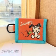 日本 PEANUTS SNOOPY 史努比 橙藍色帆布 散子包