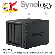 SYNOLOGY DS925+ NAS DISKSTATION 4 BAYS WITH 2 BUILT-IN 2.5GbE PORTS / DATA BACKUP HOME CLOUD NAS STO