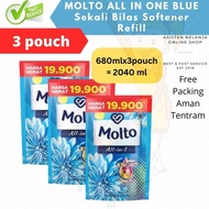 Molto All~In~1 BlueBiru 1600ml 1x bilas PelembutPewangiSoftener -