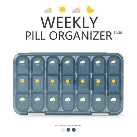 Portable 21/28 Grids Weekly Pill Box Medicine Dispenser Tablet Organizer Storage Boxes 7 Days Compar