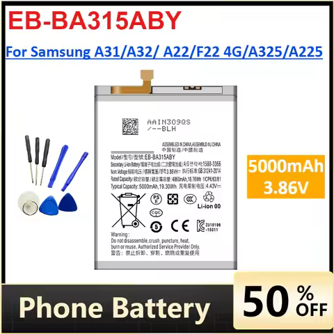 EB-BA315ABY 5000mAh Mobile Phone Battery for Samsung A31/A32/ A22/F22 4G/A325/A225 Replacement Lithi