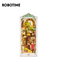 Robotime self-assembled Book Nook model decorates bookshelf. Rolife Sunshine Town Book Nook Shelf In