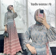 Gamis Wanita Set Hijab Gisella Dres BV Bahan Lionel Rici Gradasi Dress Batik Kondangan Modern Elegan