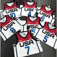 [Hot Pressed] 2020 Tokyo Olympics USA Men Basketball Team Jersey Home White Casual Wear Vest Sports 