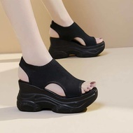 Light Weight 9CM thick sole knitted material sandal shoes