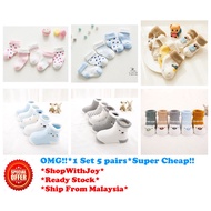 【SalesWithJoy】 5 Pairs Baby Cartoon Socks NewBorn Stoking Baby Infant Toddler Kids Stoking Baby Girl