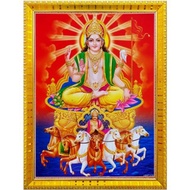 Lord Surya Dev With 7 Lucky Horses Vastu Poster Puja Room Temple Wall Hanging Gift Home Decor Cang A
