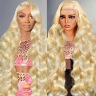 613 Lace Front Wig Rambut Manusia 28 Inci 200 Density Blonde Wig Rambut Manusia 13x6 HD Transparent 