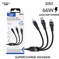 Charging Cable Nylon Knitted Fast 66W USB to 8PIN/Micro/Type C Brand energy