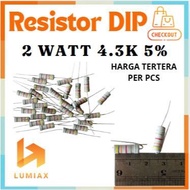 R resistor 2w 2Watt 4.3K 4.3Kilo Ohm 4.3 kilo 4.3kohm 2 watt tolerance 5% 4.3K