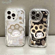 Cute Hollow Cat Claws Mirror Cream Phone Case Realme C71 Note 70 C85 Pro C85 4G/5GC75 C75X C65 C63 N