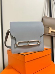 Hermes 愛馬仕Mini Roulis swift皮 木偶灰 銀扣 stamp G